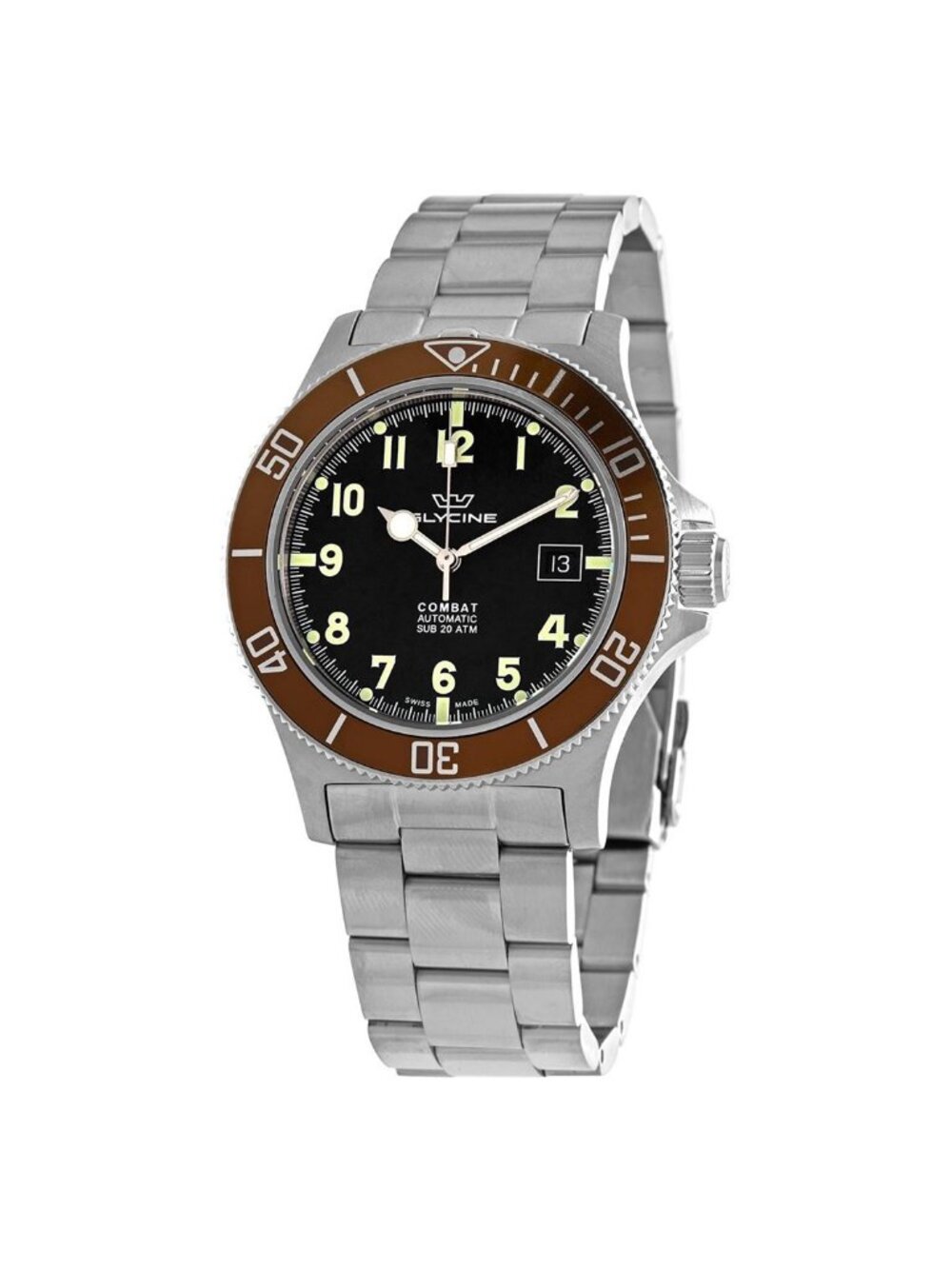 NWT Glycine Combat Sub 42 Automatic Black Dial Men's Watch